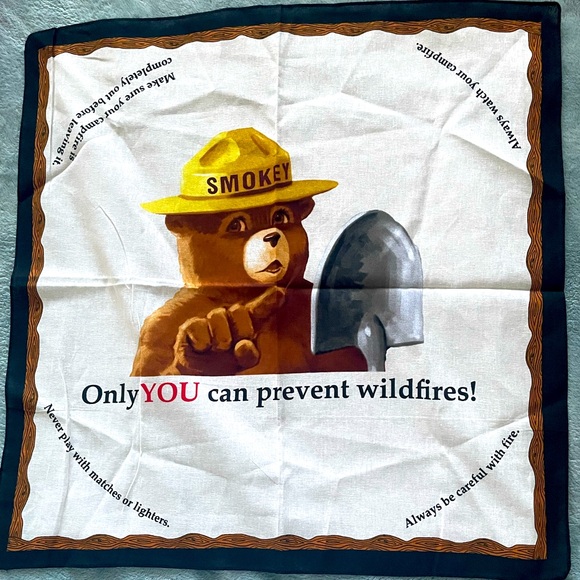 🐻Vintage Smokey the Bear Only You Can Prevent Wild Fires Bandana Handkerchief - Picture 2 of 3